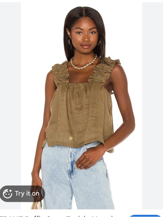 Frame Denim Tops - Frame Ruffle strap tank in moss. Size small